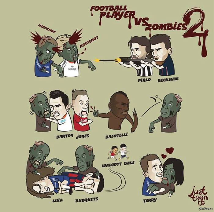 Лучшая карикатура дня. Футболисты против зомби. Часть II